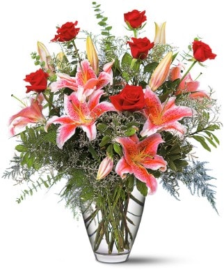 izmire çiçek Cam içinde 5 gül ve 2 kazablanka izmir çiçek gönder