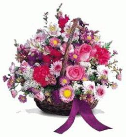 izmir uluslararası çiçekçilik sepet içerisinde kır çiçekleri izmir çiçek gönder